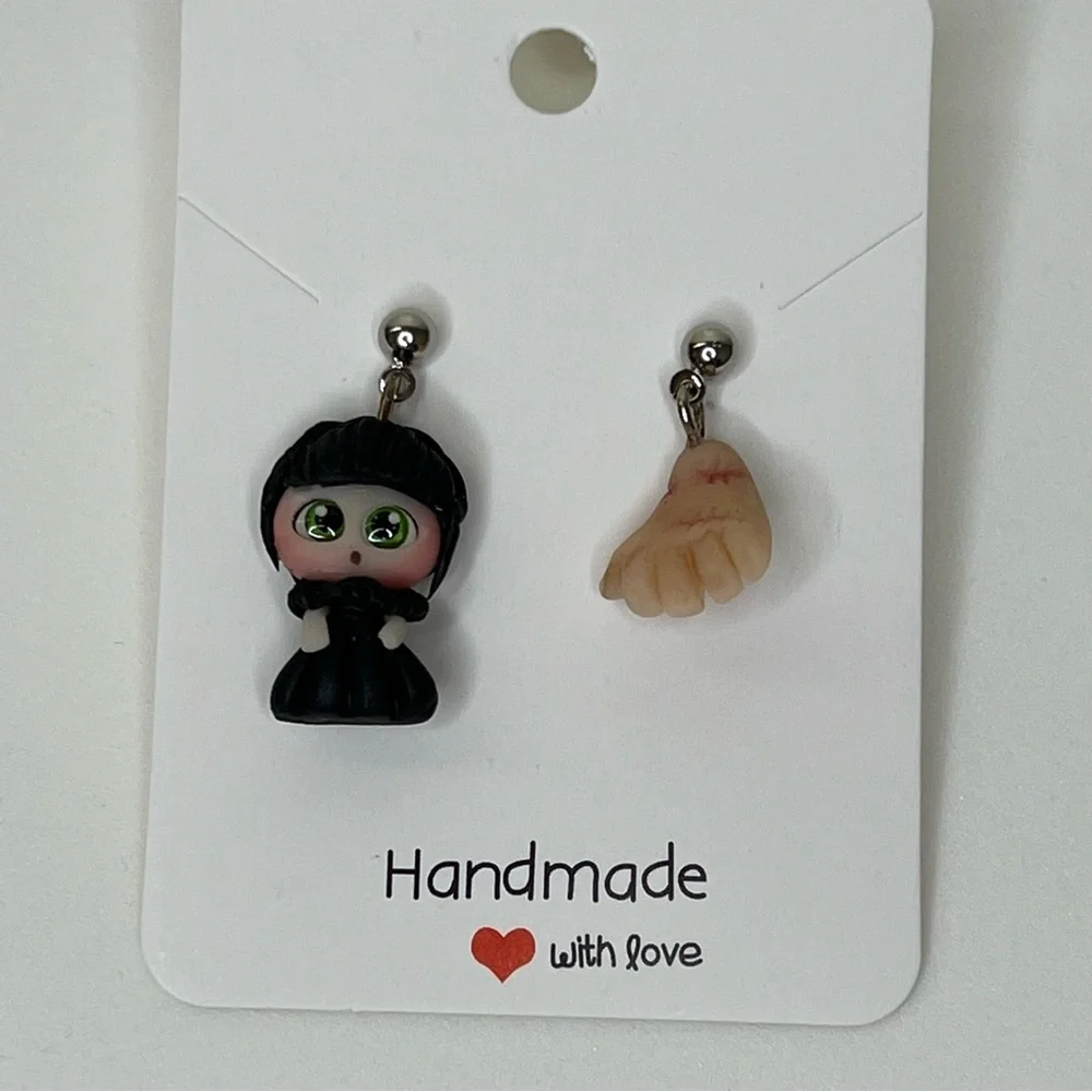 Wednesday Addams Clay Handmade Earrings - Picture 3 of 8